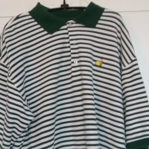 Masters Collection Polo  Green and White Stripes Size L EUC